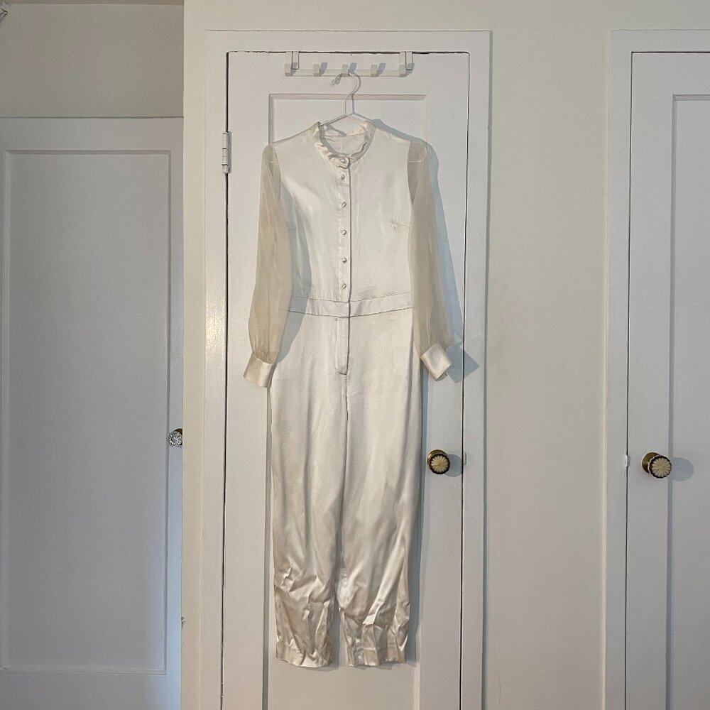 NEW Custom Silk Wedding Bridal Jumpsuit Queer Androgenous Formal Unique Suit